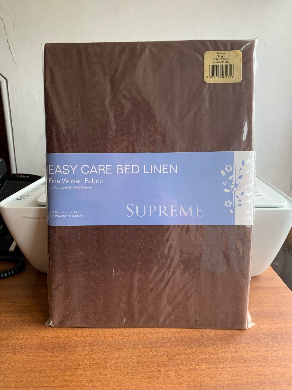 Easy Care Bed Linen Single Fitted Sheet - Chocolate
