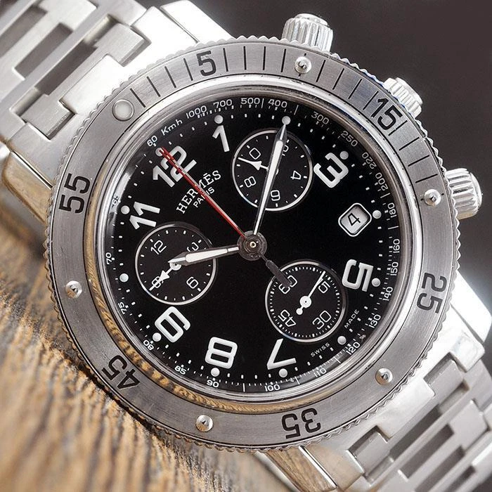Hermes clipper top chronograph watch