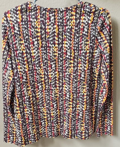 Croft&Barrow Sz M Brown Multicolor Round Neck Cotton Long Sleeve Knit Top - Picture 3 of 6