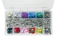 Multi Color 9.5 mm Prong Snaps Your Choice of Pearl Capped , Capped or Open Ring