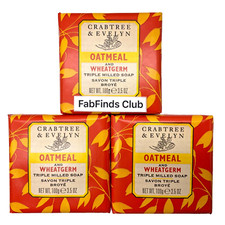 Crabtree  Evelyn Oatmeal Bar Soap Triple Milled 10.5oz 3x3.5oz 3pc Set