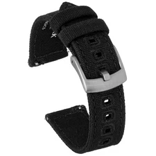Benchmark Black Canvas Quick Release Watch Band - 20mm or 22mm