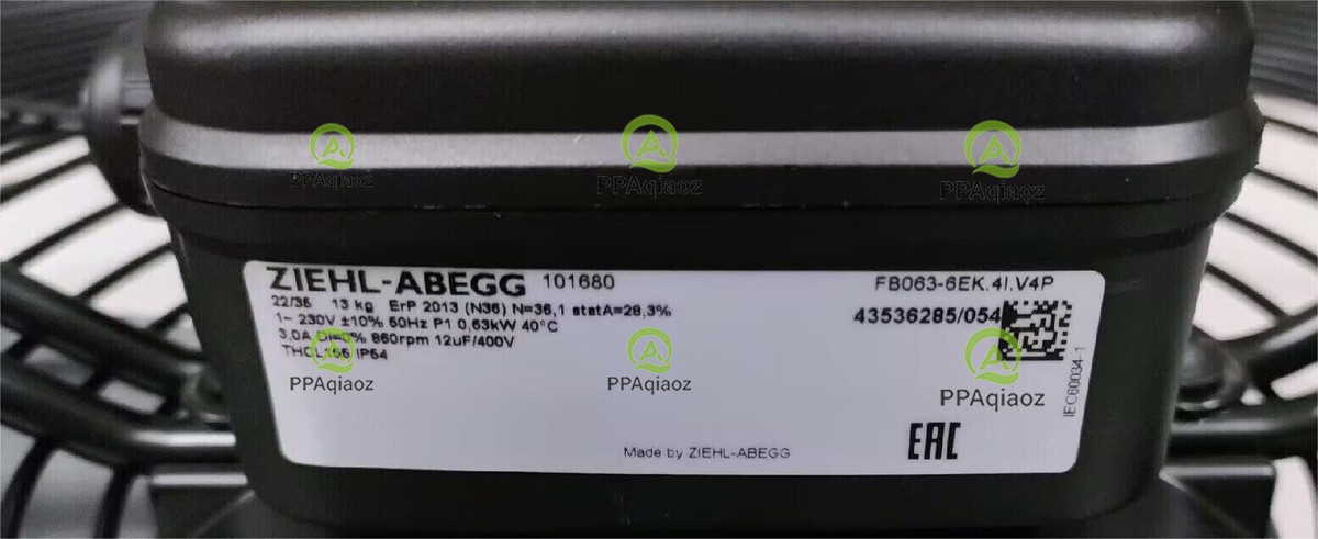 ZIEHL-ABEGG FB063-6EK.4I.V4P 1-230V 3.0A 860rpm 0.63kw THCL155