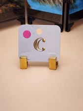 CHARMING CHARLIE Gold Toned C Shaped Thick New on Card FREE SHIPPING!!