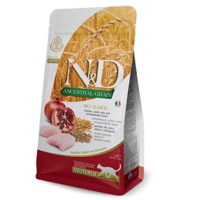 FARMINA N&D Ancestral Adult Cat Neutered 10 kg Huhn, Dinkel, Hafer, Granatapfel