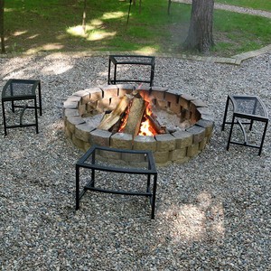 Sunnydaze Black Mesh Patio Fire Pit Benches 23 X 16 Inch Set