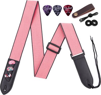 BestSounds Guitar Strap- Acoustic Electric Starp Bass Strap with Pink 