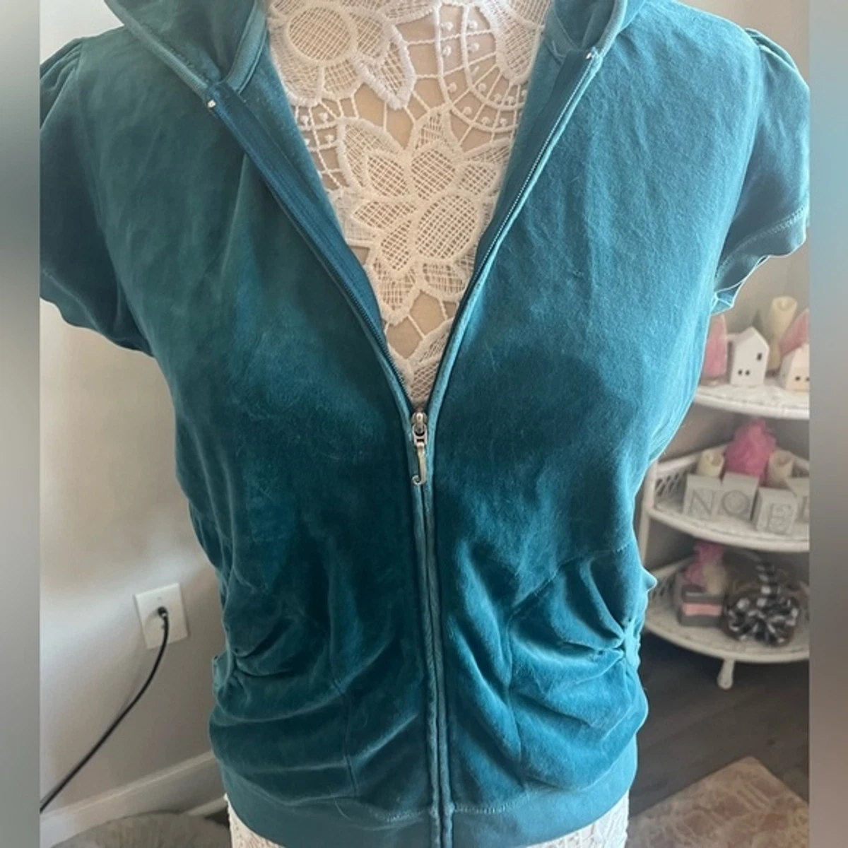 Juicy Couture Vintage Y2K Short Sleeve Velour Zip up Hoodie eBay