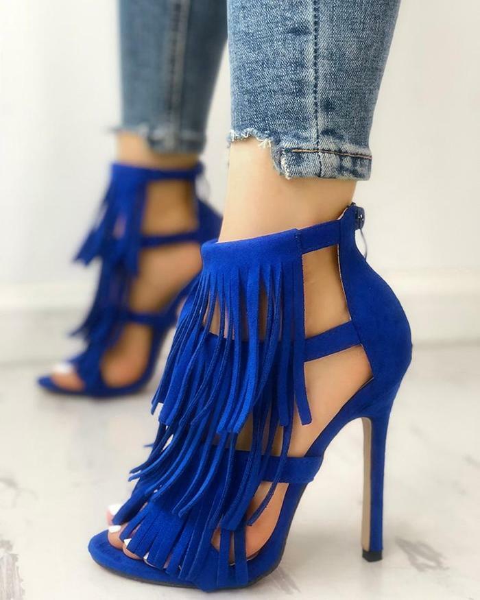 steve madden blue fringe heels