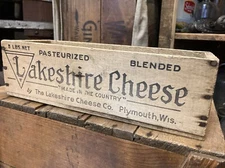 Vintage 5lb Wood Lakeshire Cheese Co. Box Plymouth Wisconsin American Crate