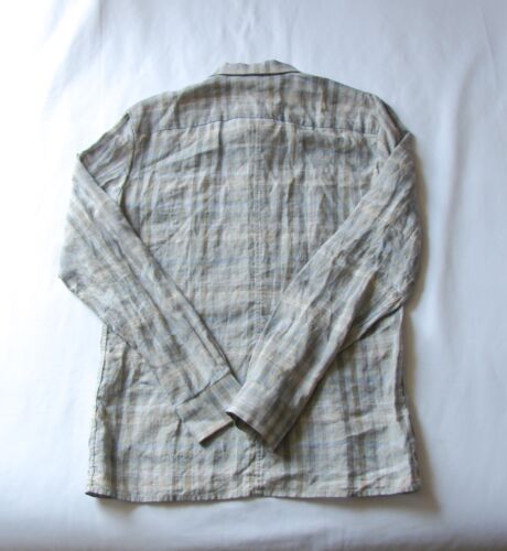 Men's Stephan Schneider Pale Green Plaid Linen Long Sleeve Button Up Shirt 5 - Picture 2 of 5