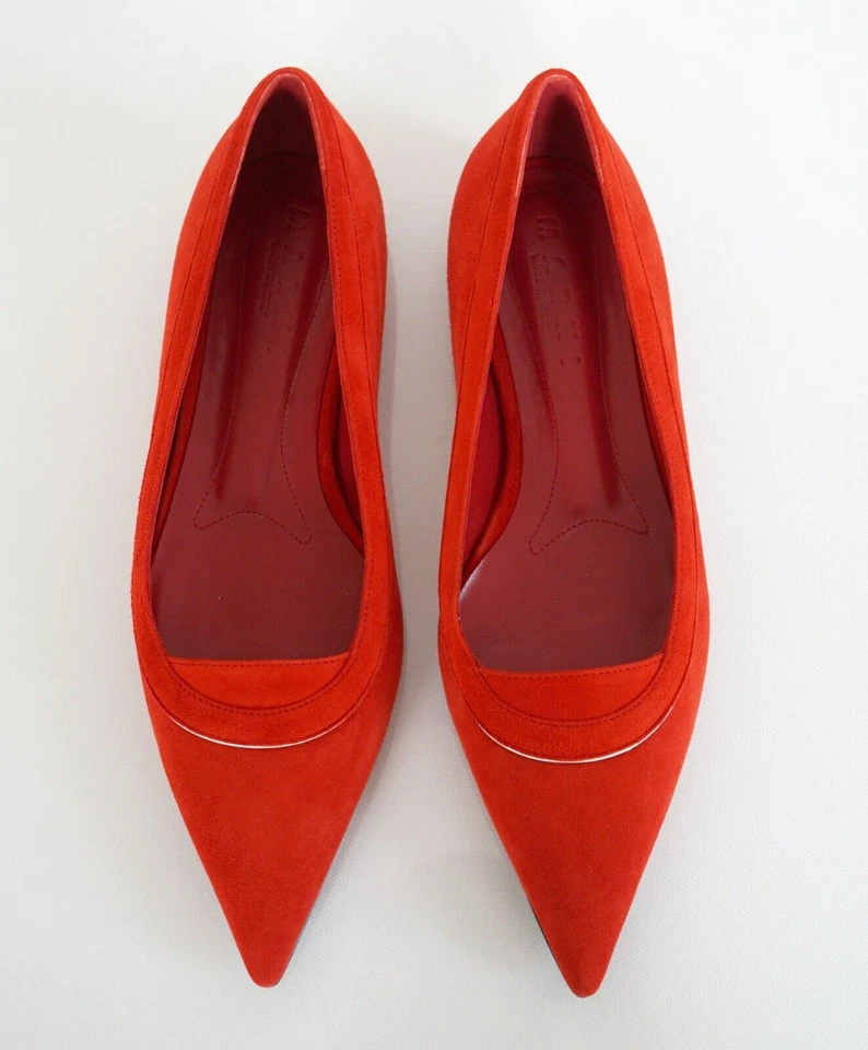 🆕️ Auténticos Zapatos PLANOS de Ballet MARNI Naranja Gamuza Punta EUR-39 US-9 Foto 2 de 4