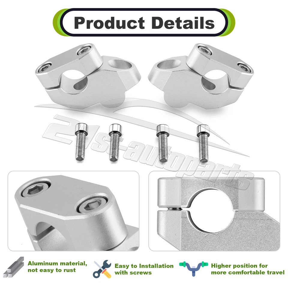 For Honda CRF50F CRF70F CRF110F CRF80F CRF125F 7/8" Handlebar Risers w/Pullback - Image 3 of 4