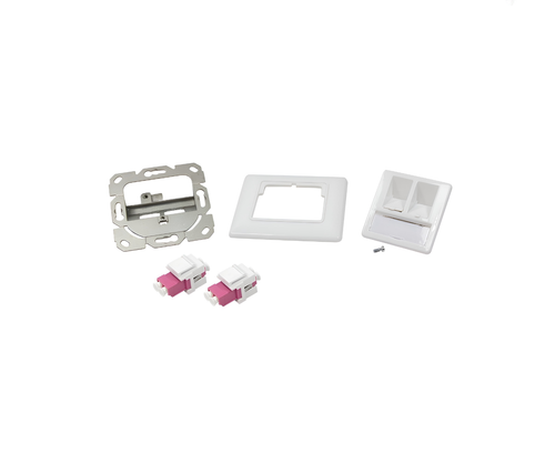 DINIC Anschlussdose mit 2 LC-Duplex Adaptern, weiß - Bild 2 von 5