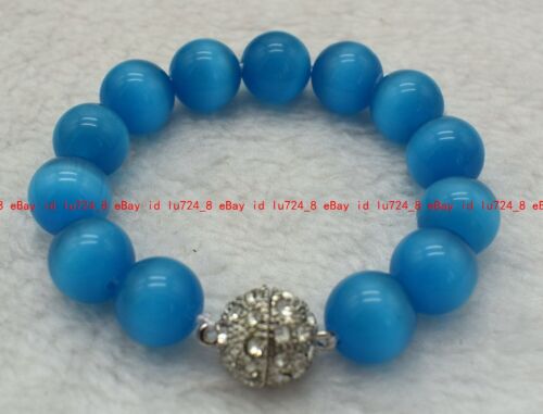 Pretty 12mm Natural Multicolor Gemstone Round Beads Bracelet 7.5" Magnetic Clasp - Picture 70 of 216