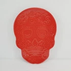 halloween FIESTA embossed skull and vine PLATE scarlet red VERY limited 9-3/4"