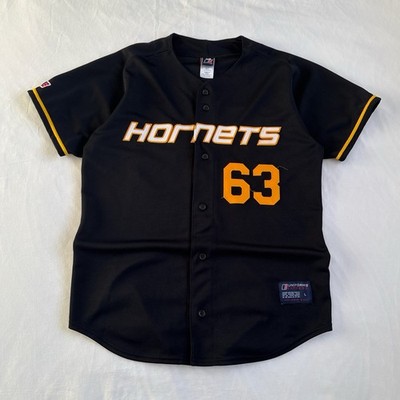 Vintage Baseball Hornets Embroidered Jersey Black Yellow L