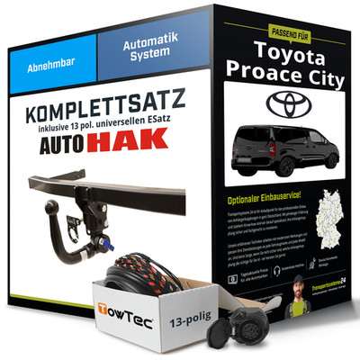 Für TOYOTA Proace City BPZ Anhängerkupplung abnehmbar +eSatz 13pol uni. 19- AHK