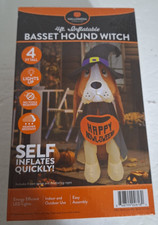 Basset Hound Witch Halloween Collection Lighted Yard Inflatable 4 Feet Tall NIB