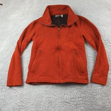 Ibex Sweater Womens Small Orange Red ZQ Merino Full Zip READ Shrunk Outdoor
