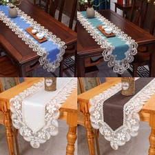 Vintage Embroidered Lace Dining Table Runner Dresser Scarf Wedding Home Decor