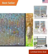 Elegant Brown Window Privacy Film - UV Blocking & Easy to Install, 23.6x118in