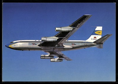 Lufthansa Boeing Jet 720 B in Flight, Postcard 