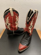 VTG Dingo Acme 8422 Wingtip Cowgirl Boots USA Made Tooled Inlay Sz 7 M