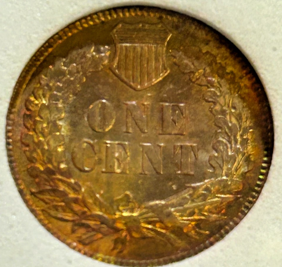 1892 Beautiful Indian Cent, Rainbow Toning, Buy the coin not the Holder!! - Image 2 of 4
