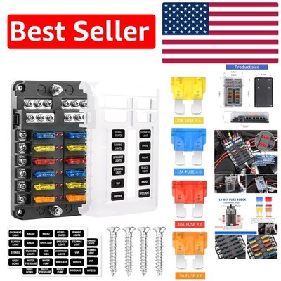 Environmentally Friendly 12-Way Fuse Box - Perfect for Truck and Boat Wiring