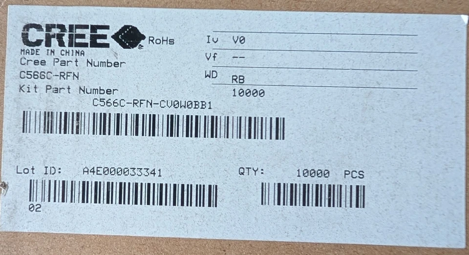 Cree LED C566C-RFN CV0W0BB1 10,000 pcs LED RED DIFFUSED 5MM OVAL T/H - Image 4 of 4