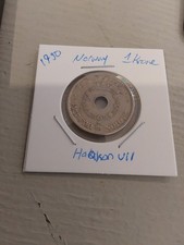 Norway 1 Krone 1950. KM#385. Holed One Dollar Coin King Haakon VII. H Free Post