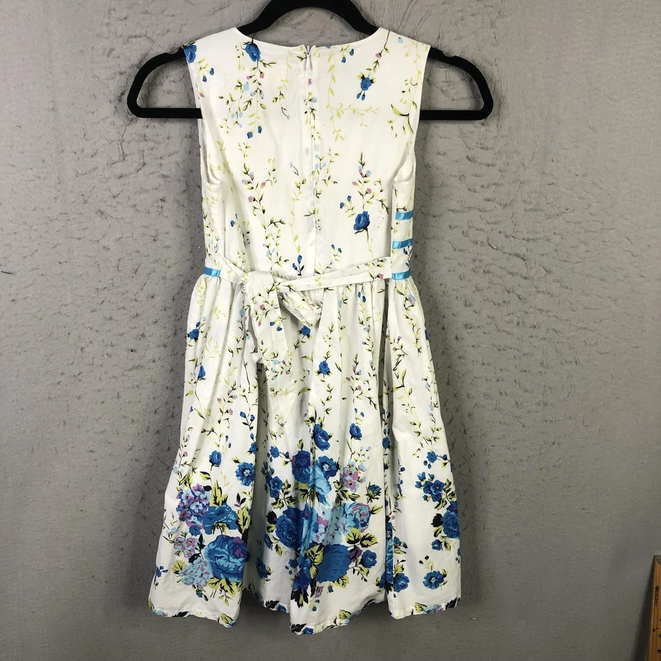 Vestido de Moda Soleado Niñas 11/12 Azul Floral Apliques Mariposa Ajuste y Acampanado Foto 2 de 4