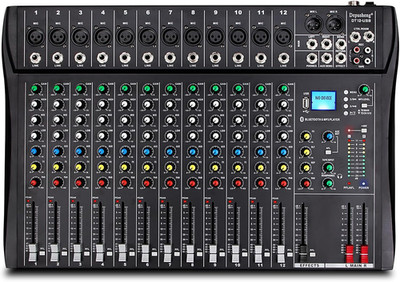 DT12 Studio Audio Mixer 12-Channel DJ Sound Controller Interface W/Usb Drive for