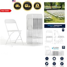 Heavy-Duty Folding Chairs Set of 10 Indoor Outdoor Commercial White