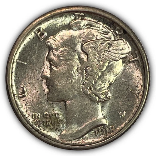 1918-S Mercury Dime Silver Near Uncirculated AU+/UNC Coin #27784