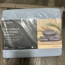 NEW MIRACLE Made Self Cooling Self Cleaning Sky Blue Cali King Sheet Set