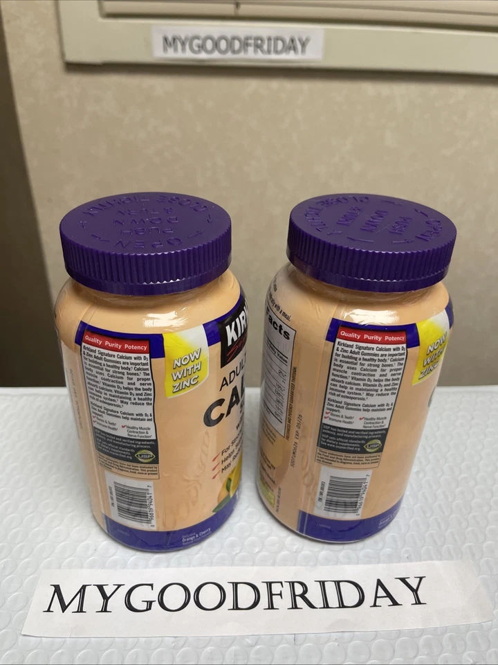 Kirkland Signature Calcio 500 mg + D3 y zinc Gomitas para adultos 240 ct EXP 05/2026 Foto 2 de 4