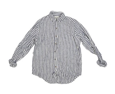 Universal Thread Button Up Shirt Womens XS Blue Striped Linen Long Sleeve Top