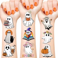 144 PCS Cute Halloween Ghost Temporary Tattoos Stickers, Halloween Ghost Part...