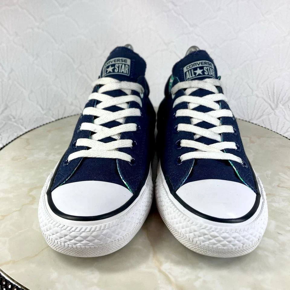 Zapatillas deportivas Converse para mujer 8 azul marino parte superior baja forro floral ropa de calle zapatos de skate Foto 3 de 4