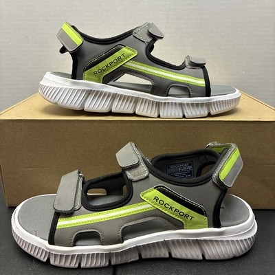 Rockport Little and Big Boys Tri-Strap Sandals Size 5 Grey & Yellow