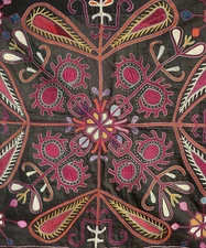 OLD  CENTRAL ASIAN UZBEK  LAKAI SILK EMBROIDERY