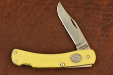 MOORE MAKER MATADOR TEXAS MADE IN USA YELLOW LOCKBACK SODBUSTER KNIFE (28328)
