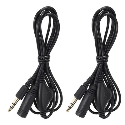 Câble d'extension audio 2 pièces 3,5 mm fil de cuivre durable avec poulie contrôle du volume - Photo 1/4