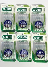 6 Pack GUM Proxabrush Go-Betweens Interdental Brushes Tight Green. 60 Brushes