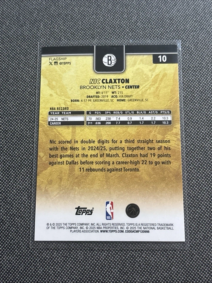2024-25 Topps Nic Claxton Golden Mirror SSP Brooklyn Nets - Image 2 of 2