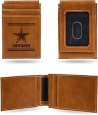 Dallas Cowboys Premium Brown Leather Wallet, Front Pocket Magnetic Money...