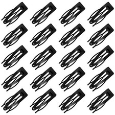 20 Pcs Double Grip Metal Snap Hair Clips for 1 Count Pack of 20 , Black