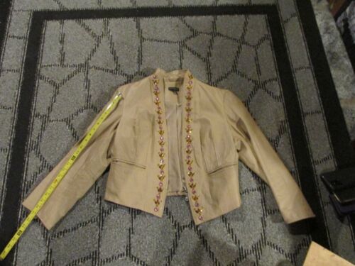 VENUS LEATHER JACKET- LARGE LEATHER SEQUINED BEADED GENUINE LEATHER SIZE LARGE- - Picture 3 of 12